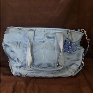 Coach Signature Light Blue Jacquard Satchel | Authentic | Shoulder Bag